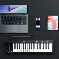 Donner KB-32 Kompakt MIDI Keyboard m/32 synth-action tangenter &amp; magnetisk Snap2Connect-tilkobling 