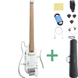 Donner HUSH-X PRO Silent Elektrisk Guitar m/multieffekt og forst�rker inkl. taske &amp; tilbeh�r (Hvid)