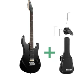 Donner DMT-66 Elektrisk Guitar m/HSS konfiguration inkl. taske &amp; tilbeh�r (Black)