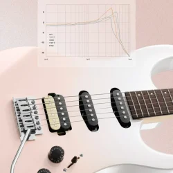 Donner DMT-66 Elektrisk Guitar m/HSS konfiguration inkl. taske &amp; tilbeh�r (Pink-White)