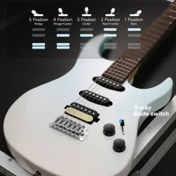 Donner DMT-66 Elektrisk Guitar m/HSS konfiguration inkl. taske &amp; tilbeh�r (Blue-White)