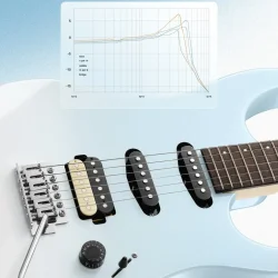Donner DMT-66 Elektrisk Guitar m/HSS konfiguration inkl. taske &amp; tilbeh�r (Blue-White)