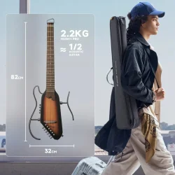 Donner HUSH-I PRO Silent Travel Elektrisk Guitar m/18 indbyggede effekter inkl. taske &amp; tilbeh�r (Sunburst Spruce)