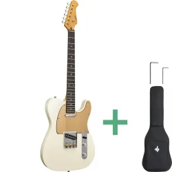 Donner DTL-600 TL-Style Elektrisk Guitar inkl. taske (Vintage White)