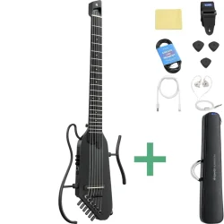 Donner HUSH-C Silent Spansk Nylonstrengs Guitar m/pickup &amp; preamp inkl. taske &amp; tilbeh�r (Sort) 
