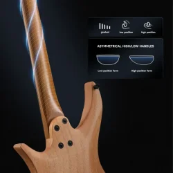 Donner HLX-500 Kompakt Ultralet Headless Elektrisk Guitar inkl. taske &amp; tilbeh�r (Natur) 