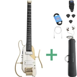 Donner HUSH-X PRO Silent Elektrisk Guitar inkl. taske &amp; tilbeh�r (White Luxe)