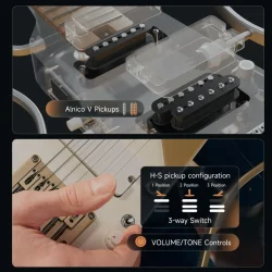 Donner HUSH-X PRO Silent Elektrisk Guitar inkl. taske &amp; tilbeh�r (White Luxe)