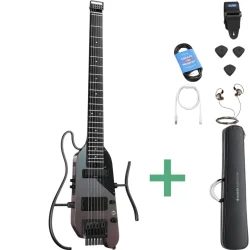 Donner HUSH-X PRO Silent Elektrisk Guitar inkl. taske &amp; tilbeh�r (Midnight Glow)