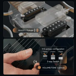 Donner HUSH-X PRO Silent Elektrisk Guitar inkl. taske &amp; tilbeh�r (Midnight Glow)