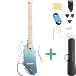 Donner HUSH-I PRO Silent Travel Elektrisk Guitar m/18 indbyggede effekter inkl. taske &amp; tilbeh�r (Hawaiian Blue)