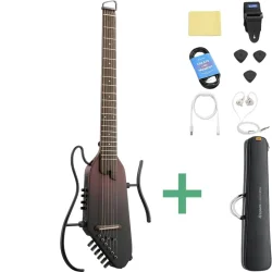 Donner HUSH-I PRO Silent Travel Elektrisk Guitar m/18 indbyggede effekter inkl. taske &amp; tilbeh�r (Maillard Fade)