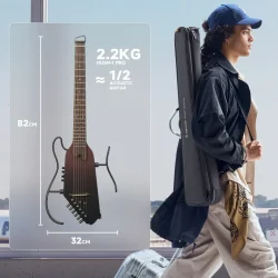 Donner HUSH-I PRO Silent Travel Elektrisk Guitar m/18 indbyggede effekter inkl. taske &amp; tilbeh�r (Maillard Fade)