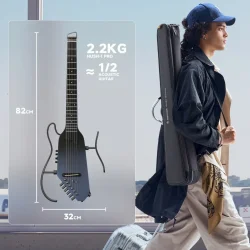 Donner HUSH-I PRO Silent Travel Elektrisk Guitar m/18 indbyggede effekter inkl. taske &amp; tilbeh�r (Space Fly)
