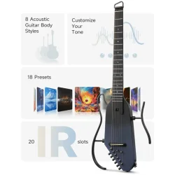 Donner HUSH-I PRO Silent Travel Elektrisk Guitar m/18 indbyggede effekter inkl. taske &amp; tilbeh�r (Space Fly)