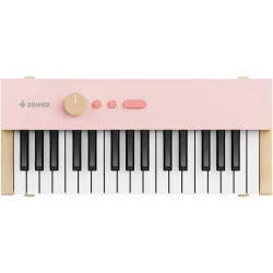 Donner KIDO V-10 Massivt Tr� Elektrisk B�rne Klaver m/32 tangenter, 12 lyde, 20 sange &amp; l�ringskort (Light Pink) inkl. matchende tr�ben