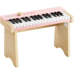 Donner KIDO V-10 Massivt Tr� Elektrisk B�rne Klaver m/32 tangenter, 12 lyde, 20 sange &amp; l�ringskort (Light Pink) inkl. matchende tr�ben