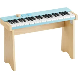 Donner KIDO V-20 Massivt Tr� Elektrisk B�rne Klaver m/44 tangenter, 20 lyde, 40 sange &amp; 40 rytmer (Light Blue) inkl. matchende tr�ben