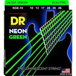 DR Strings NGE-10 Hi-Def Neon Green Medium 010-046 Elektrisk Guitar Strenges�t