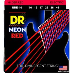 DR Strings NRE-10 Hi-Def Neon Red Medium 010-046 Elektrisk Guitar Strengest