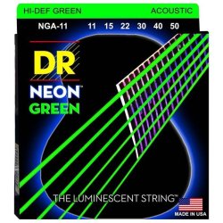 DR Strings NGA11 Neon Green Custom Light 011-050 Western Guitar Strenges�t 