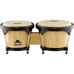 NINO Percussion NINO3NT-BK Tr� Bongo Trommer m/buffalo skind (gummitr�, �16cm/19cm, sort, natural) inkl. stemmen�gle