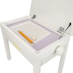 George Hennesey Harmony Klaverb�nk m/polstret s�de &amp; opbevaringsrum (hvid)