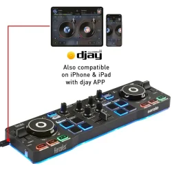 Hercules DJControl Starlight Ultra Kompakt DJ Controller m/indbygget lydkort (Begynder Controller)