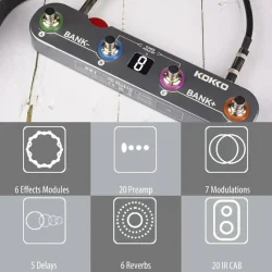 Kokko KE-1 Multieffekt Guitar Pedal m/60+ effekter, 36 presets, bluetooth &amp; USB