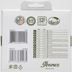 Ibanez IACS12C Coated 80/20 Bronze Light 12-strenget 010-047 Western Guitar Strengest
