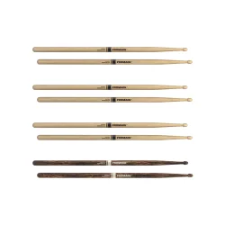 Promark RBH565AW-4PFG Rebound 5A Lacquered Hickory Acorn Wood Tip Trommestikker 4-pak (3 stk Rebound 5A+1 stk Rebound 5A Firegrain)