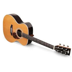 Tyma TF-28E Western Guitar inkl. kraftig transportkuffert, capo, plektre &amp; rem
